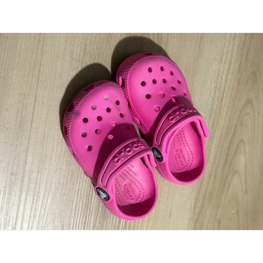 Crocs Classic Clog Pink 7 Toddler Girls Lightweight Breathable Slip On